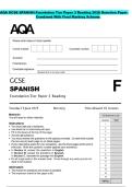 AQA GCSE SPANISH Foundation Tier Paper 3 Reading 2026 Question Paper  Combined With Final Marking Scheme 