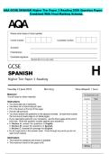 AQA GCSE SPANISH Higher Tier Paper 3 Reading 2026 Question Paper  Combined With Final Marking Scheme  
