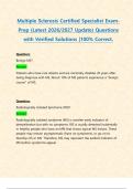 Multiple Sclerosis Certified Specialist Exam- Prep &lpar;Latest 2026&sol;2027 Update&rpar; Questions with Verified Solutions &vert;100&percnt; Correct&period;