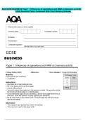 AQA GCSE BUSINESS Paper 1 Influences of operations and HRM on business activity  2026 Question Paper Combined With Final Marking Scheme   