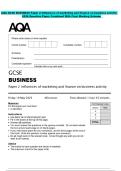 AQA GCSE BUSINESS Paper 2 Influences of marketing and finance on business activity  2026 Question Paper Combined With Final Marking Scheme   