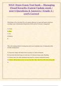 WGU D320 Exam Test bank &ndash; Managing  Cloud Security &lpar;Latest Update 2026 &sol;  2027&rpar; Questions & Answers &vert; Grade A &vert;  100&percnt; Correct 