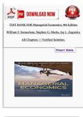 TEST BANK FOR Managerial Economics&comma; 9th Edition William F&period; Samuelson&comma; Stephen G&period; Marks&comma; Jay L&period; Zagorsky All Chapters &vert;&vert; Verified Solution&period;