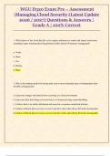 WGU D320 Exam Pre &ndash; Assessment  &vert;Managing Cloud Security &lpar;Latest Update  2026 &sol; 2027&rpar; Questions & Answers &vert;  Grade A &vert; 100&percnt; Correct