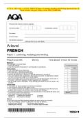 ACTUAL 2025 AQA A-LEVEL FRENCH Paper 1 Listening&comma; Reading and Writing Question Paper &  Mark Scheme &lpar;Merged&rpar; Friday 6 June 2025 &lbrack;VERIFIED&rsqb; 