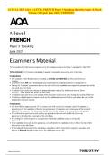 ACTUAL 2025 AQA A-LEVEL FRENCH Paper 3 Speaking Question Paper & Mark  Scheme &lpar;Merged&rpar; June 2025 &lbrack;VERIFIED&rsqb; 
