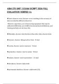 ASM 275 UNIT 3 EXAM SCRIPT 2026 FULL EVALUATION VERIFIED A&plus;