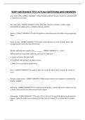 BODY MECHANICS TEST ACTUAL QUESTIONS AND ANSWERS