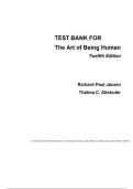 test bank for art of being human the humanities as a technique for living 12th edition by richard&vert;&vert;A&plus;