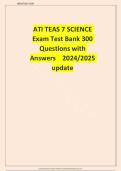 ATI TEAS 7 SCIENCE  Exam Test Bank 300  Questions with Answers      