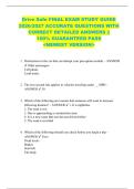 Drive Safe FINAL EXAM STUDY GUIDE  2026&sol;2027 ACCURATE QUESTIONS WITH  CORRECT DETAILED ANSWERS &vert;&vert;  100&percnt; GUARANTEED PASS  <NEWEST VERSION> 