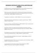 INSURANCE CERTIFICATE EXAM ACTUAL QUESTIONS AND ANSWERS