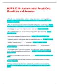 NURS 5334 - Antimicrobial Recall Quiz Questions And Answers