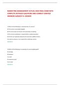 MARKETING MANAGEMENT ACTUAL 2026 FINAL EXAM WITH COMPLETE DETAILED QUESTIONS AND CORRECT VERIFIED ANSWERS ALREADY A&plus; GRADED