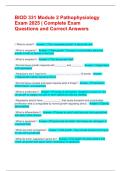 BIOD 331 Module 2 Pathophysiology Exam 2025 &vert; Complete Exam Questions and Correct Answers
