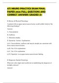 ATI NEURO PRACTICE EXAM FINAL PAPER 2026 FULL QUESTIONS AND CORRECT ANSWERS GRADED A&plus;