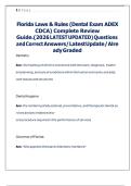 Florida Laws & Rules Dental Exam &lpar;ADEX CDCA&rpar; &ndash; complete review guide with questions and correct answers&comma; 2026 update