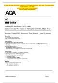 ACTUAL 2025 AQA AS HISTORY Component 2E The English Revolution&comma; 1625&ndash;1660 &ndash; The Origins of the  English Civil War&comma; 1625&ndash;1642   Question Paper & Mark Scheme &lpar;Merged&rpar;   Monday 19 May 2025 &lbrack;VERIFIED&rsqb; 