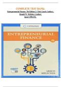 COMPLETE TEST BANK&colon; Entrepreneurial Finance&comma; 7th Edition J&period; Chris Leach &lpar;Author&rpar;&comma;  Ronald W&period; Melicher &lpar;Author&rpar;  latest UPDATE&period;