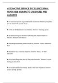 AUTOMOTIVE SERVICE EXCELLENCE FINAL PAPER 2026 COMPLETE QUESTIONS AND ANSWERS