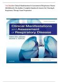 Test Bank for Clinical Manifestations & Assessment of Respiratory Disease 8th Edition by Des Jardins &vert; Complete Question & Answer Set &vert; Nursing & Respiratory Therapy Exam Preparation