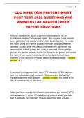 CDC INFECTION PREVENTIONIST  POST TEST 2026 QUESTIONS AND  ANSWERS &vert; A&plus; GRADED &vert; WITH  EXPERT SOLUTIONS