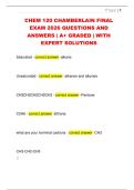 CHEM 120 CHAMBERLAIN FINAL  EXAM 2026 QUESTIONS AND  ANSWERS &vert; A&plus; GRADED &vert; WITH  EXPERT SOLUTIONS