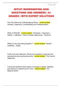 INTUIT BOOKKEEPING 2026  QUESTIONS AND ANSWERS &vert; A&plus;  GRADED &vert; WITH EXPERT SOLUTIONS 