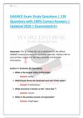 DAANCE Exam Study Questions &vert; 130  Questions with 100&percnt; Correct Answers &vert;  Updated 2026 &vert; Guaranteed A&plus;