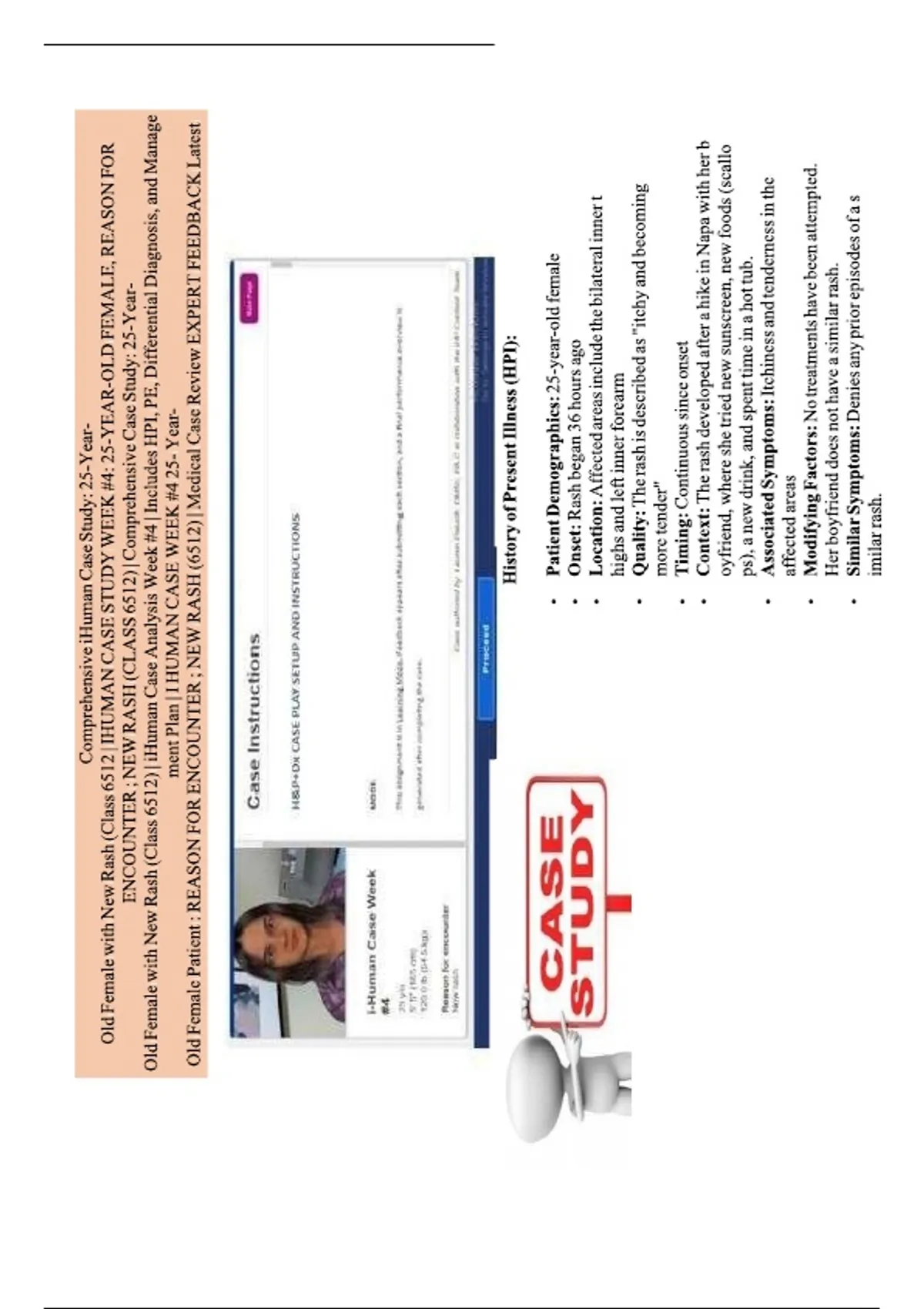 comprehensive ihuman case study 25 year old female with new rash class ...