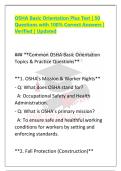 OSHA Basic Orientation Plus Test &vert; 50 Questions with 100&percnt; Correct Answers &vert; Verified &vert; Updated