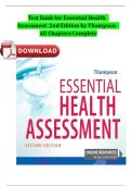 Essential Health Assessment Second Edition by Janice Thompson Test Bank &vert;ISBN&colon; 9781719642323&vert; Complete Guide A&plus;