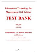 Complete Test Bank &mdash; Information Technology for Management&colon; Digital Strategies for Insight&comma; Action&comma; and Sustainable Performance&comma; 12th Edition &mdash; Efraim Turban &mdash; ISBN 9781119702900 &mdash; &lpar;All Chapters Covered 1&ndash;14&comma; Questions & Answers&rpar;