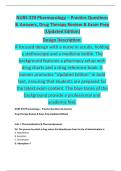 NURS 370 Pharmacology &ndash; Practice Questions & Answers&comma; Drug Therapy Review & Exam Prep &lpar;Updated Edition&rpar;  Design Description&colon; A focused design with a nurse in scrubs&comma; holding a stethoscope and a medicine bottle&period; The background features a pharmacy setup wit