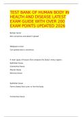 TEST BANK OF HUMAN BODY IN HEALTH AND DISEASE LATEST EXAM GUIDE WITH OVER 200 EXAM POINTS UPDATED 2026