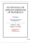 Solution Manual - Applied Strength of Materials&comma; 7th Edition by Robert L&period; Mott &vert; All Chapters 1-14&vert; Latest Edition 2026&period;