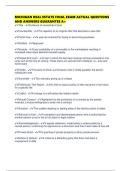 MICHIGAN REAL ESTATE FINAL EXAM ACTUAL QUESTIONS AND ANSWERS GUARANTEE A&plus;