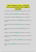 Clinical Medicine I Exam 1 UPDATED  ACTUAL QUESTIONS AND CORRECT  ANSWERS