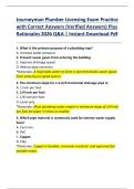 Journeyman Plumber Licensing Exam Practice  with Correct Answers &lpar;Verified Answers&rpar; Plus  Rationales 2026 Q&A &vert; Instant Download Pdf 