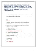 FLORIDA CHIROPRACTIC LAWS & RULES  EXAM ACTUAL PREP QUESTIONS AND WELL  REVISED ANSWERS - LATEST AND COMPLETE  UPDATE WITH VERIFIED SOLUTIONS &ndash;  ASSURES PASS 