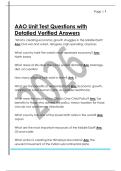 AAO Unit Test Questions with  Detailed Verified Answers 