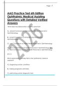 AAO Practice Test 6th Edition  Ophthalmic Medical Assisting  Questions with Detailed Verified  Answers 
