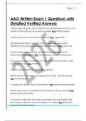 AAO Written Exam 1 Questions with  Detailed Verified Answers