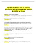 Texas Wastewater Class A Certification Exam Prep &vert; Verified Practice Questions & Correct Detailed Answers &vert; 2025&sol;2026 A&plus; Grade