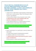 TEXAS DENTAL JURISPRUDENCE EXAM  ACTUAL PREP QUESTIONS AND WELL  REVISED ANSWERS - LATEST AND COMPLETE  UPDATE WITH VERIFIED SOLUTIONS &ndash;  ASSURES PASS 
