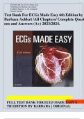 TEST BANK For ECGs Made Easy&comma; 7th Edition by Barbara J Aehlert&comma; Verified Chapters 1 - 10&comma; Complete Newest Version