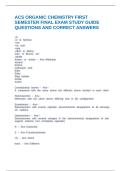 ACS ORGANIC CHEMISTRY FIRST SEMESTER FINAL EXAM STUDY GUIDE QUESTIONS AND CORRECT ANSWERS