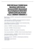 NUR 328 Exam 1 &lpar;UAB&rpar; Exam Questions with Correct Answers&vert;&vert;100&percnt; Guaranteed Pass&excl;&excl;&vert;&vert;Updated 2026&sol;2027 Syllabus&vert;&vert;Already Graded A&plus;&vert;&vert;<<NEWEST VERSION>