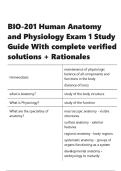 BIO-201 Human Anatomy and Physiology Exam 1 Study Guide With complete verified solutions