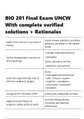 BIO 201 Final Exam UNCW With complete verified solutions &plus; Rationales